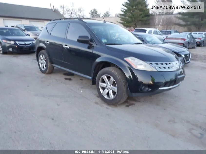 2007 Nissan Murano S VIN: JN8AZ08W87W634610 Lot: 40833361