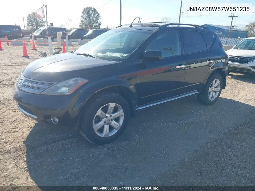 2007 Nissan Murano Sl VIN: JN8AZ08W57W651235 Lot: 40838335