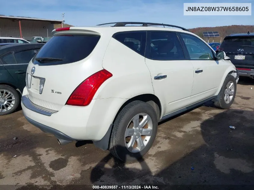 2007 Nissan Murano S VIN: JN8AZ08W37W658605 Lot: 40839557