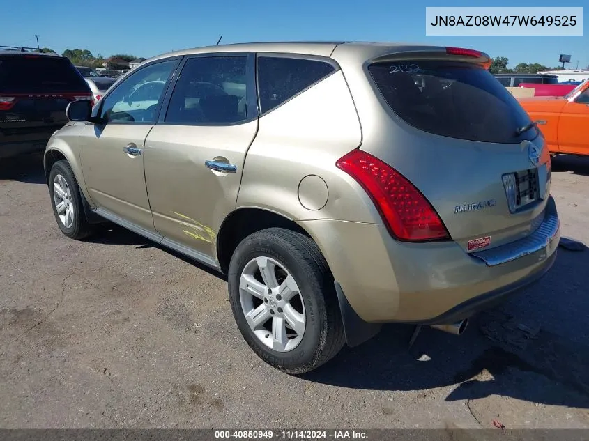 JN8AZ08W47W649525 2007 Nissan Murano S