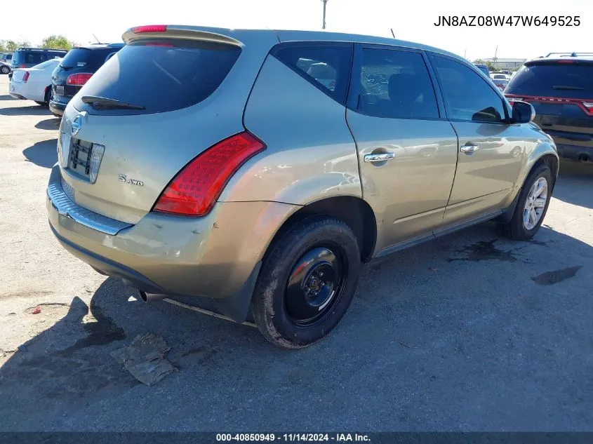 JN8AZ08W47W649525 2007 Nissan Murano S