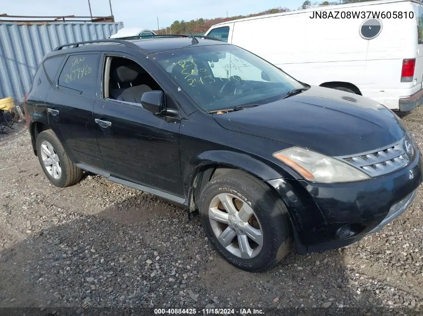 2007 Nissan Murano S VIN: JN8AZ08W37W605810 Lot: 40884425