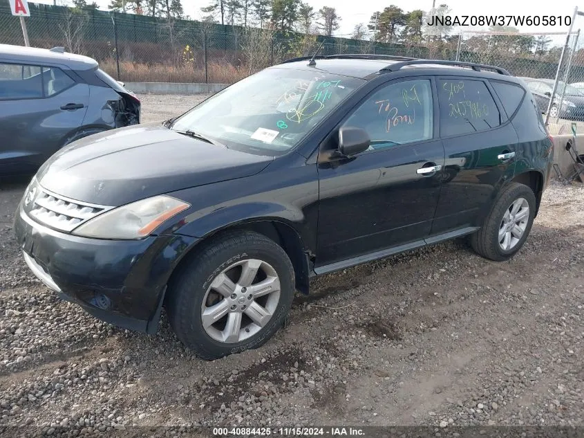 2007 Nissan Murano S VIN: JN8AZ08W37W605810 Lot: 40884425