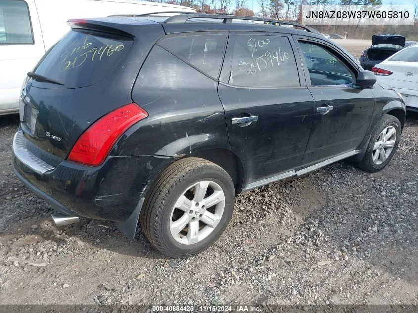 2007 Nissan Murano S VIN: JN8AZ08W37W605810 Lot: 40884425