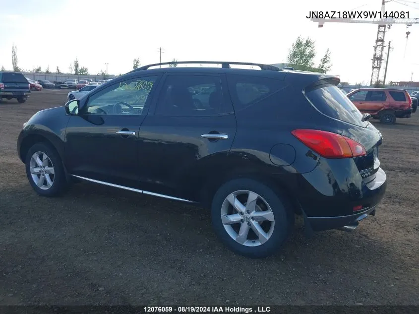 2009 Nissan Murano S/Sl/Le VIN: JN8AZ18WX9W144081 Lot: 12076059