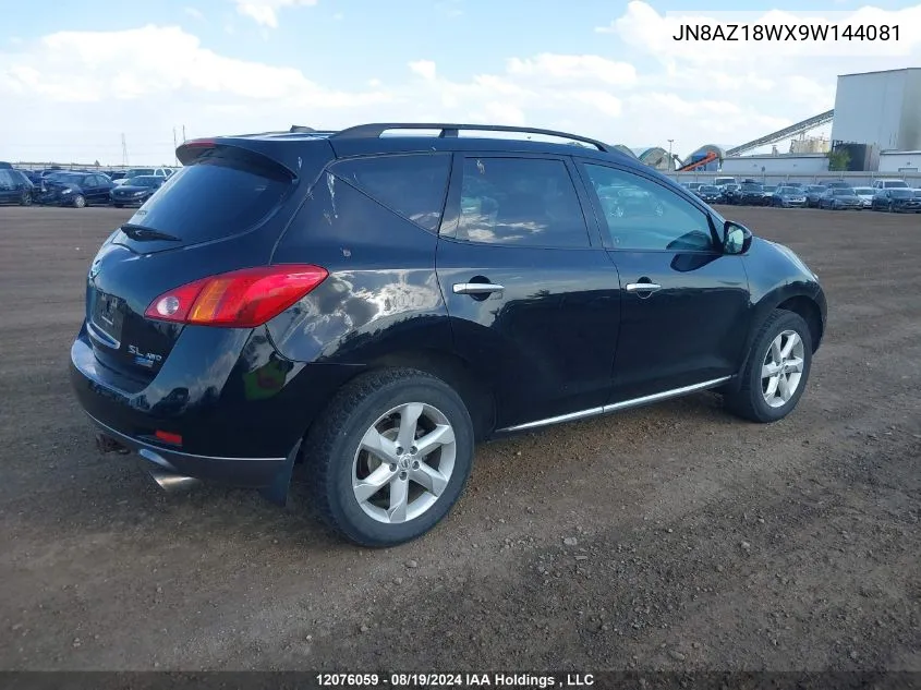 2009 Nissan Murano S/Sl/Le VIN: JN8AZ18WX9W144081 Lot: 12076059