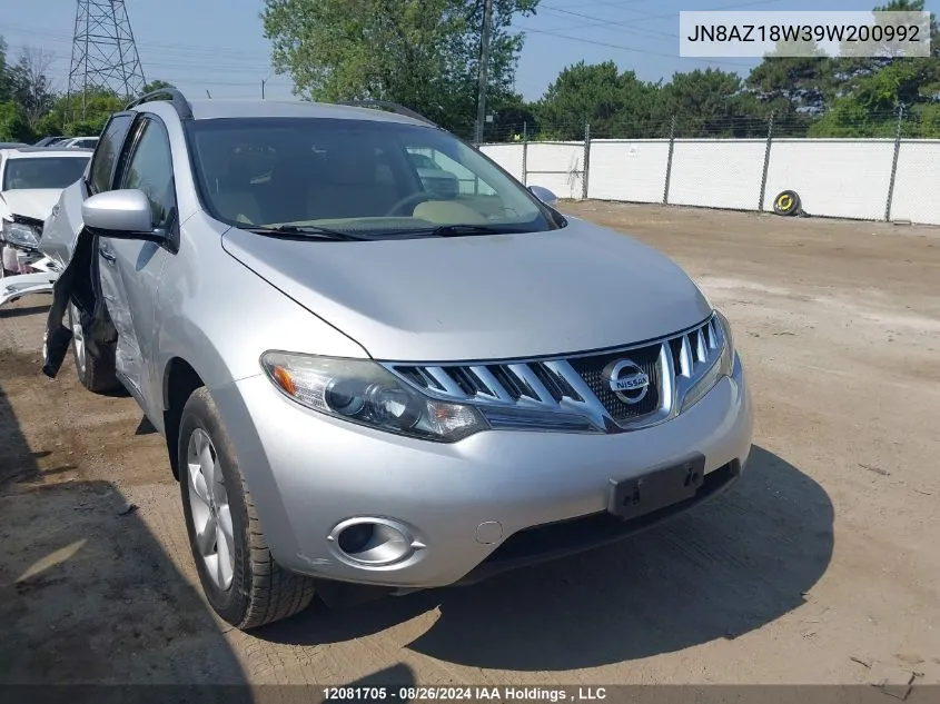 2009 Nissan Murano S/Sl/Le VIN: JN8AZ18W39W200992 Lot: 12081705