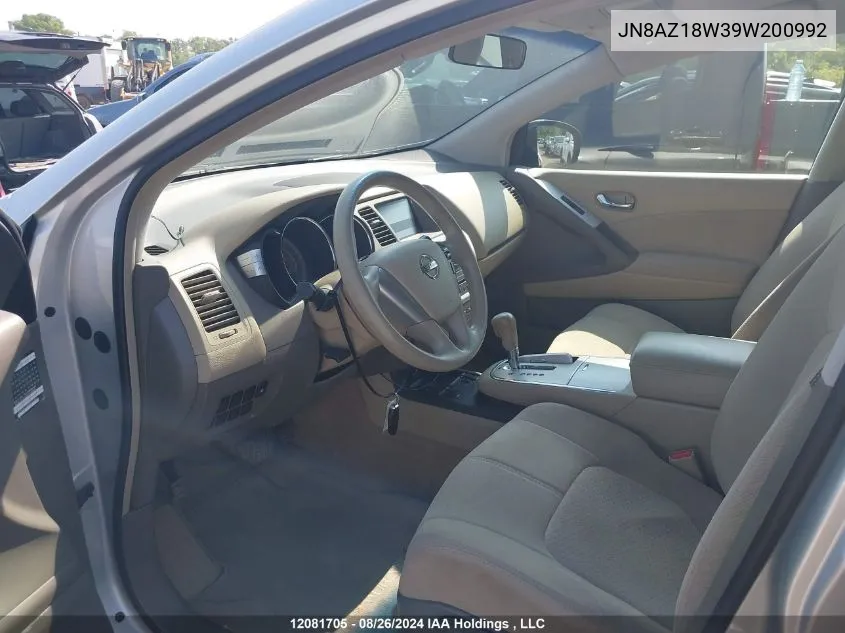 JN8AZ18W39W200992 2009 Nissan Murano S/Sl/Le