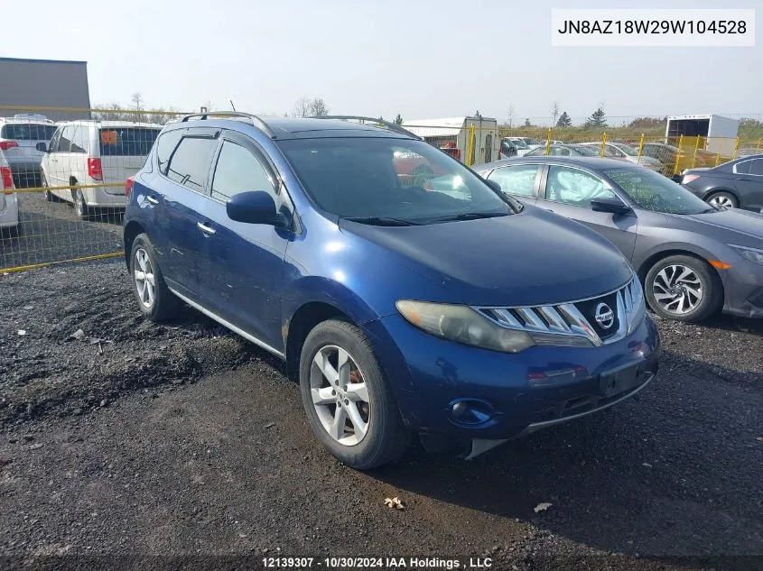 2009 Nissan Murano VIN: JN8AZ18W29W104528 Lot: 12139307