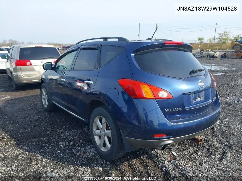 2009 Nissan Murano VIN: JN8AZ18W29W104528 Lot: 12139307