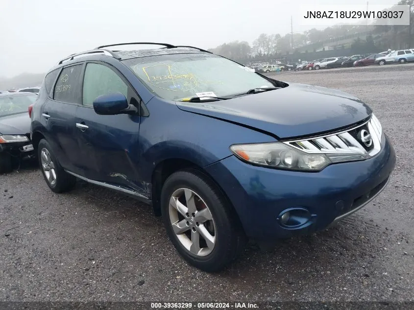 2009 Nissan Murano Sl VIN: JN8AZ18U29W103037 Lot: 39363299