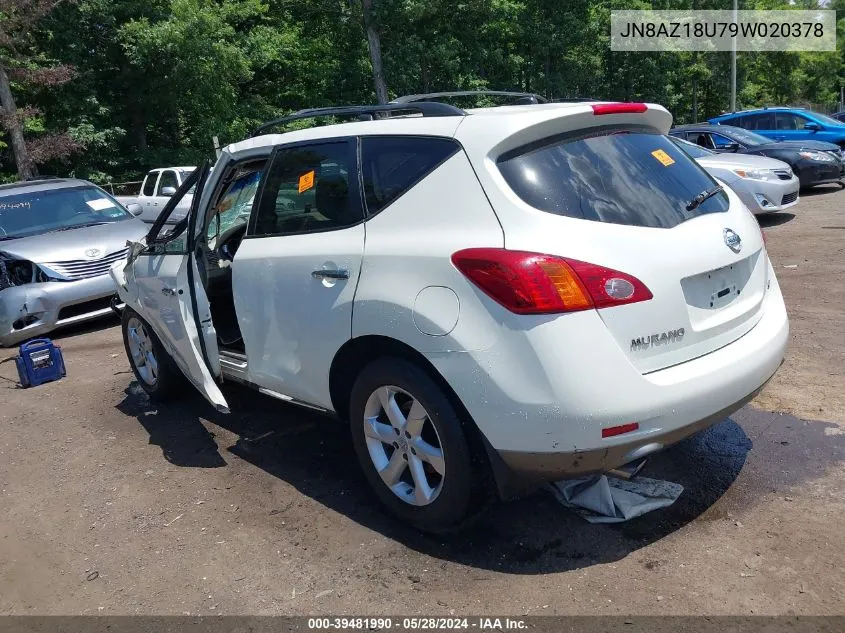 2009 Nissan Murano Sl VIN: JN8AZ18U79W020378 Lot: 39481990