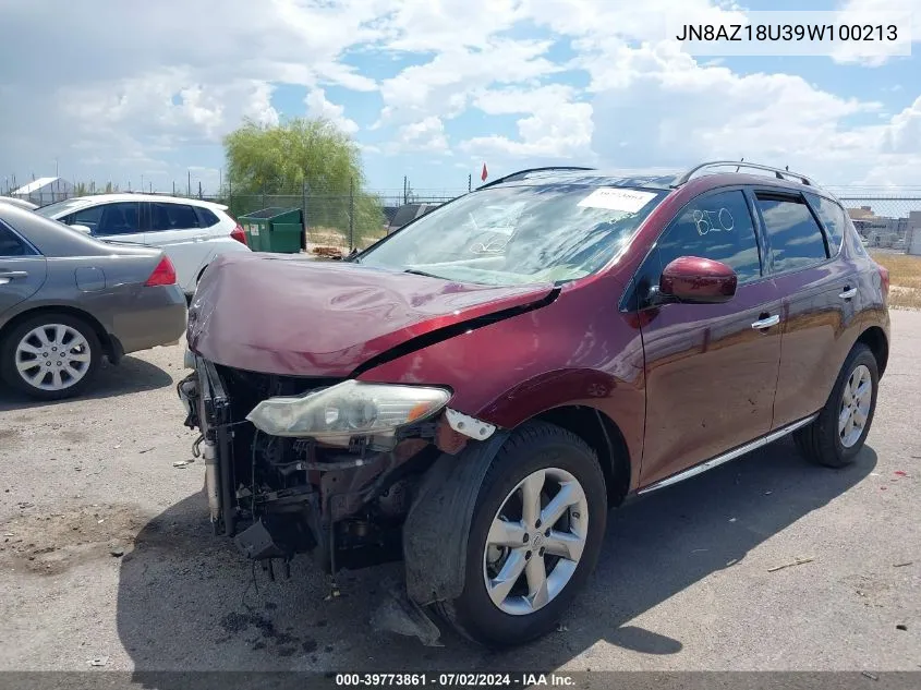 2009 Nissan Murano Sl VIN: JN8AZ18U39W100213 Lot: 39773861