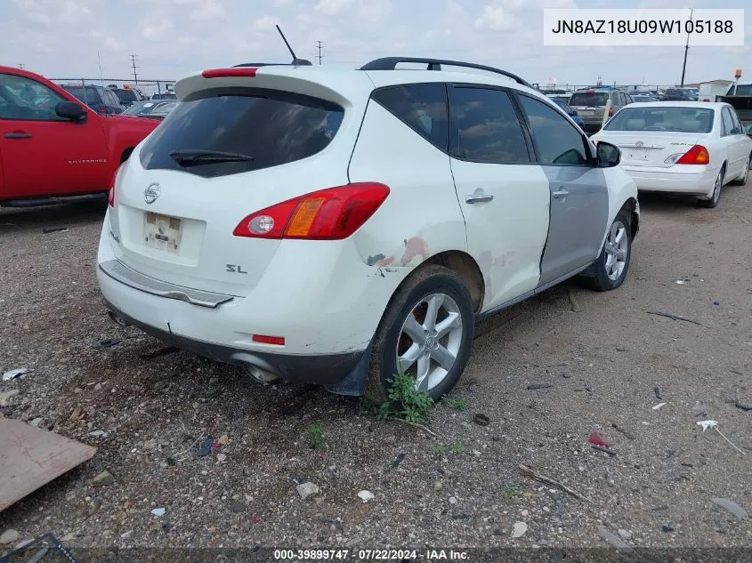 2009 Nissan Murano Sl VIN: JN8AZ18U09W105188 Lot: 39899747