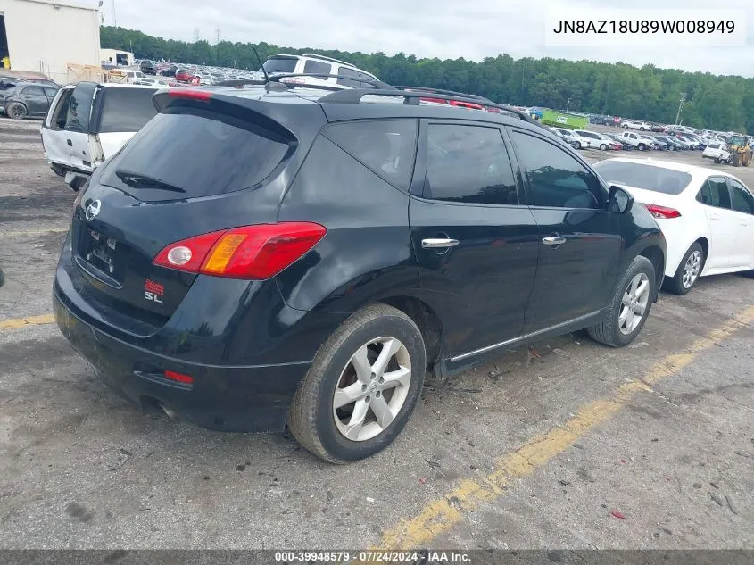 2009 Nissan Murano S/Sl VIN: JN8AZ18U89W008949 Lot: 39948579