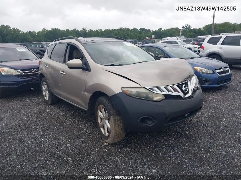 2009 Nissan Murano Sl VIN: JN8AZ18W49W142505 Lot: 40065665