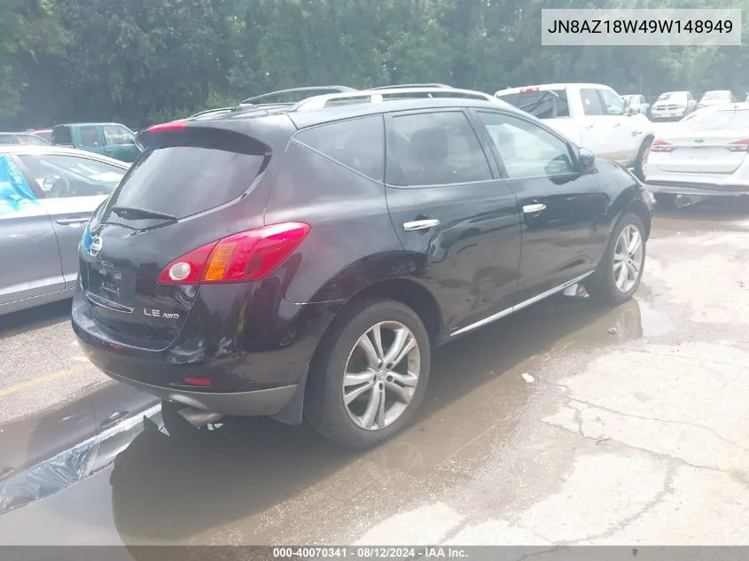 2009 Nissan Murano S/Sl/Le VIN: JN8AZ18W49W148949 Lot: 40070341