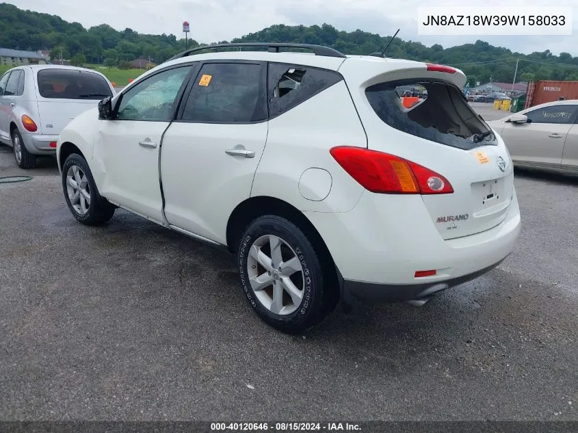 2009 Nissan Murano Sl VIN: JN8AZ18W39W158033 Lot: 40120646