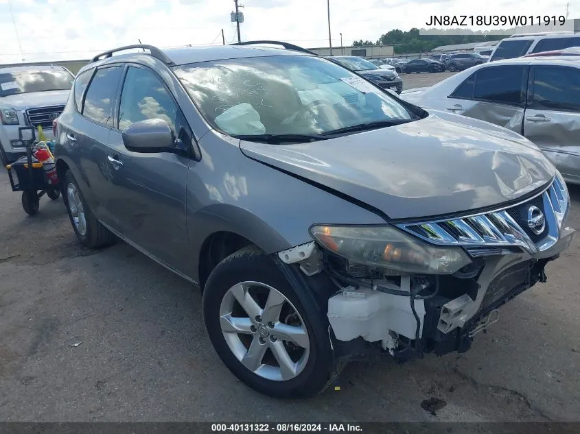 2009 Nissan Murano Sl VIN: JN8AZ18U39W011919 Lot: 40131322