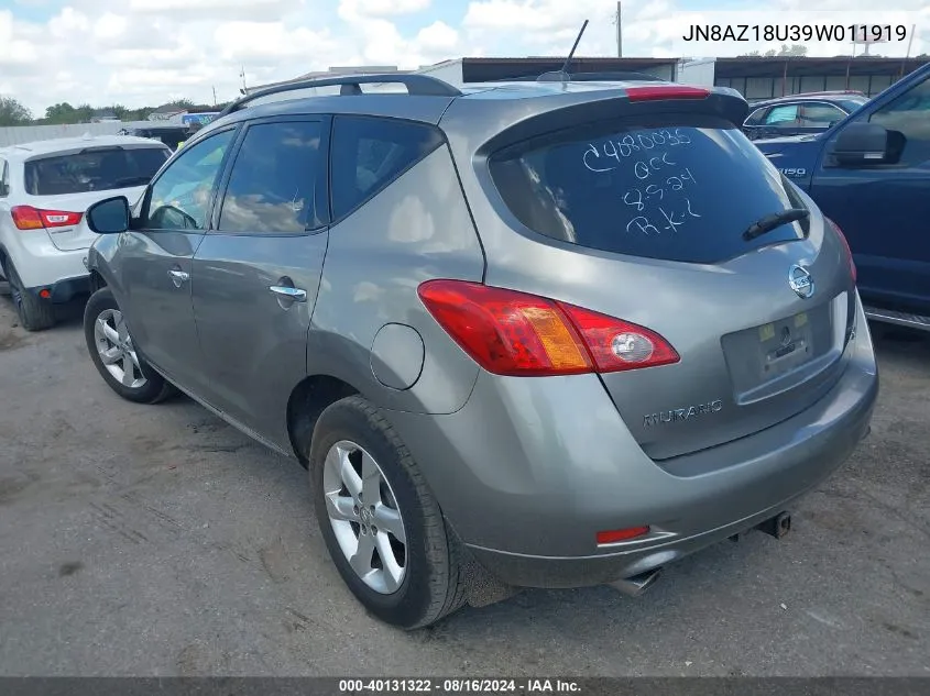 JN8AZ18U39W011919 2009 Nissan Murano Sl