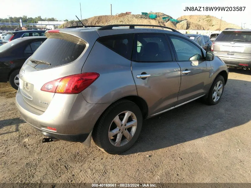 2009 Nissan Murano S VIN: JN8AZ18W99W203587 Lot: 40169561