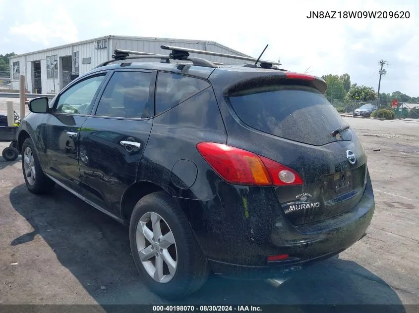 2009 Nissan Murano Sl VIN: JN8AZ18W09W209620 Lot: 40198070