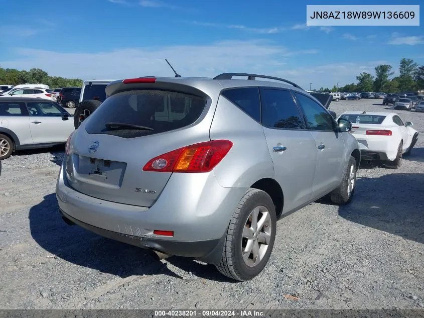 JN8AZ18W89W136609 2009 Nissan Murano S