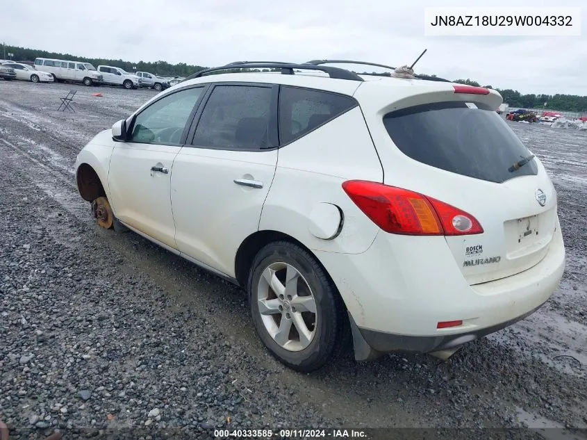 2009 Nissan Murano Sl VIN: JN8AZ18U29W004332 Lot: 40333585