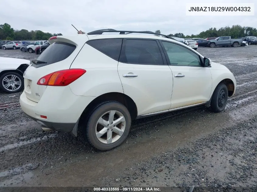 2009 Nissan Murano Sl VIN: JN8AZ18U29W004332 Lot: 40333585