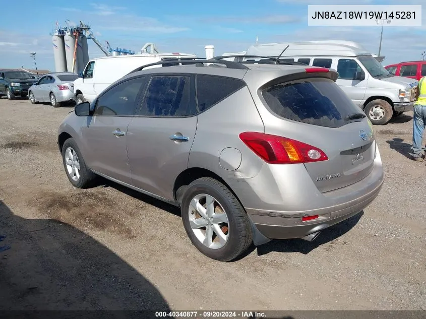 2009 Nissan Murano Sl VIN: JN8AZ18W19W145281 Lot: 40340877