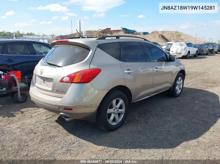 2009 Nissan Murano Sl VIN: JN8AZ18W19W145281 Lot: 40340877