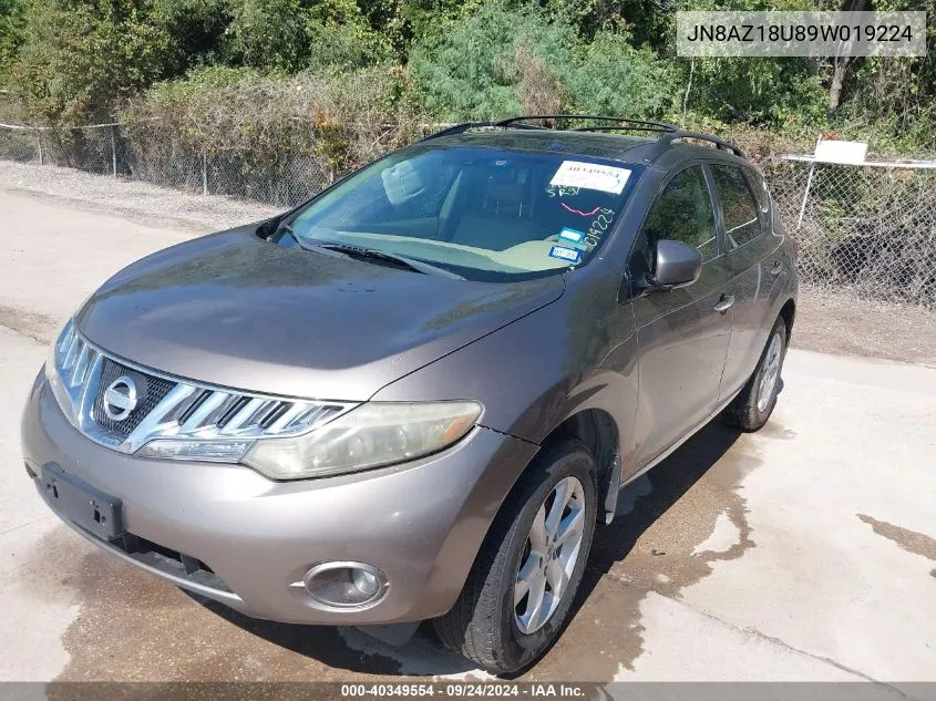 2009 Nissan Murano Sl VIN: JN8AZ18U89W019224 Lot: 40349554