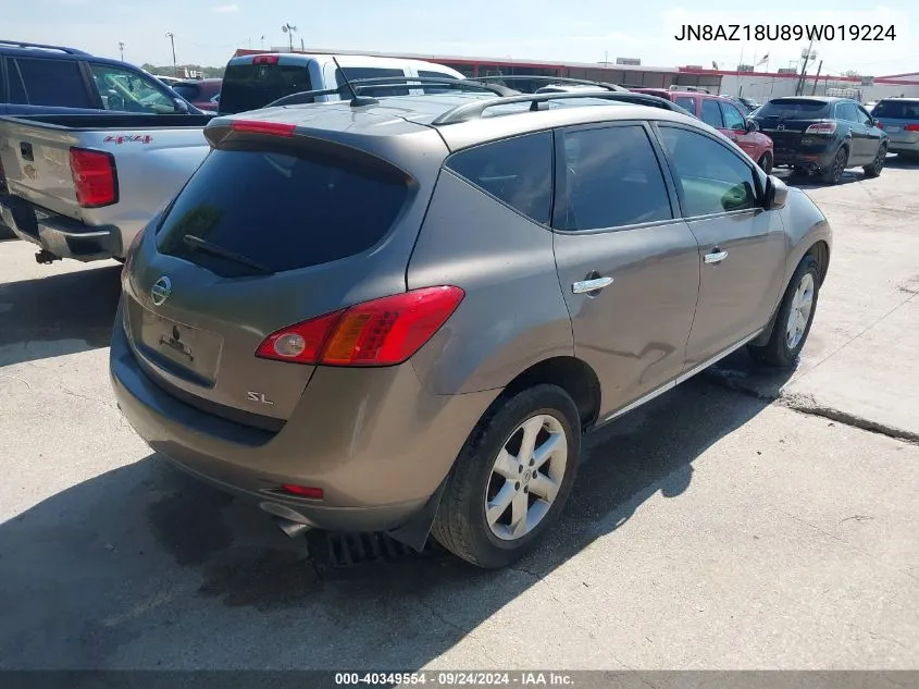 2009 Nissan Murano Sl VIN: JN8AZ18U89W019224 Lot: 40349554