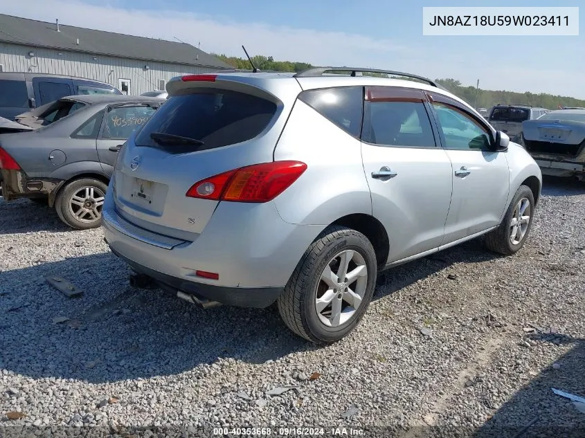 2009 Nissan Murano S VIN: JN8AZ18U59W023411 Lot: 40353668