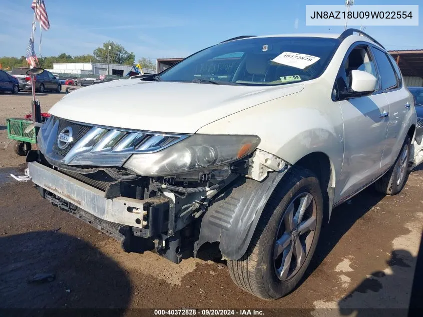 2009 Nissan Murano S VIN: JN8AZ18U09W022554 Lot: 40372828