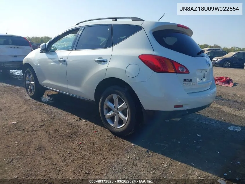 2009 Nissan Murano S VIN: JN8AZ18U09W022554 Lot: 40372828