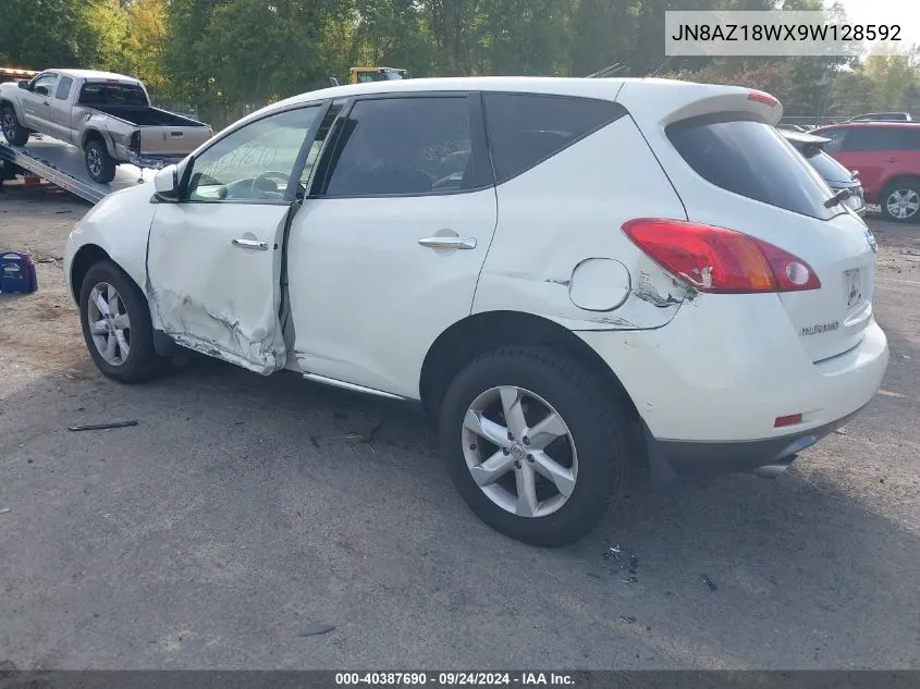 2009 Nissan Murano S/Sl/Le VIN: JN8AZ18WX9W128592 Lot: 40387690