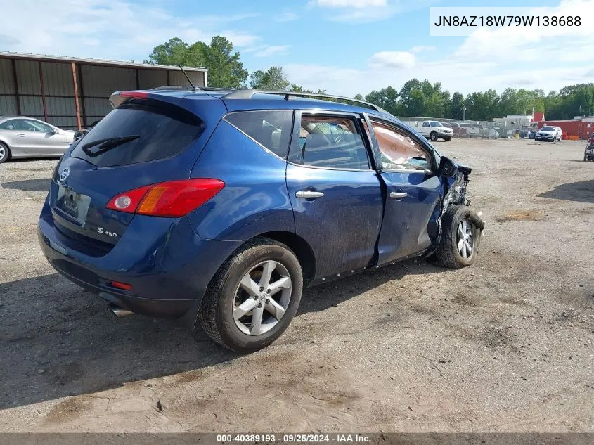 2009 Nissan Murano S VIN: JN8AZ18W79W138688 Lot: 40389193