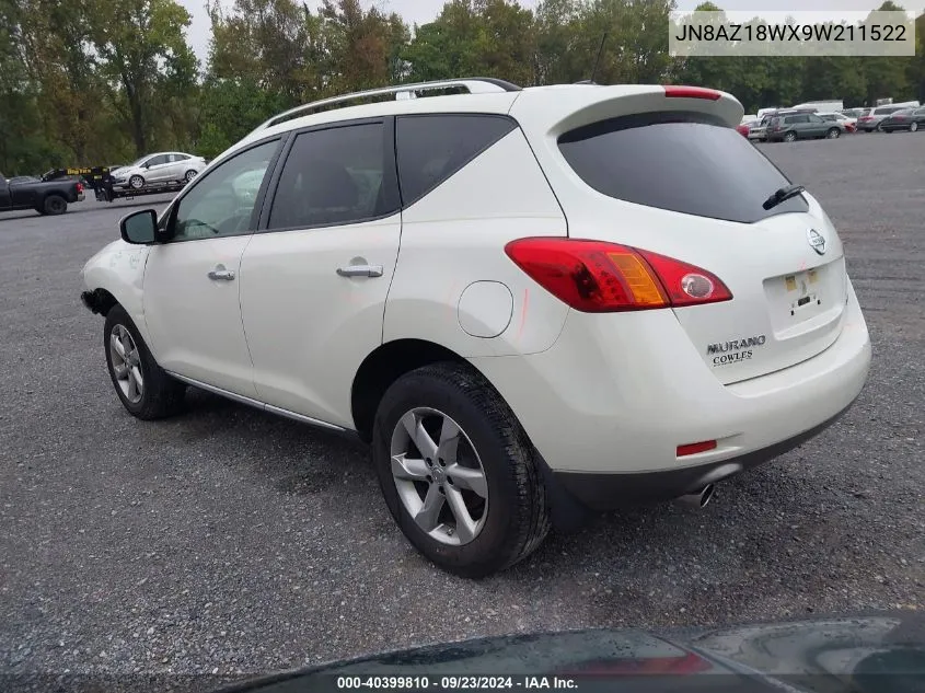 2009 Nissan Murano Sl VIN: JN8AZ18WX9W211522 Lot: 40399810