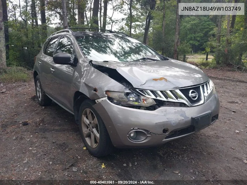 2009 Nissan Murano Sl VIN: JN8AZ18U49W103749 Lot: 40403561