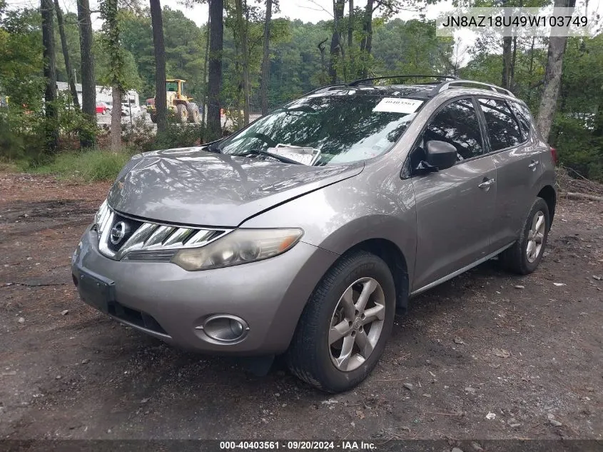 2009 Nissan Murano Sl VIN: JN8AZ18U49W103749 Lot: 40403561