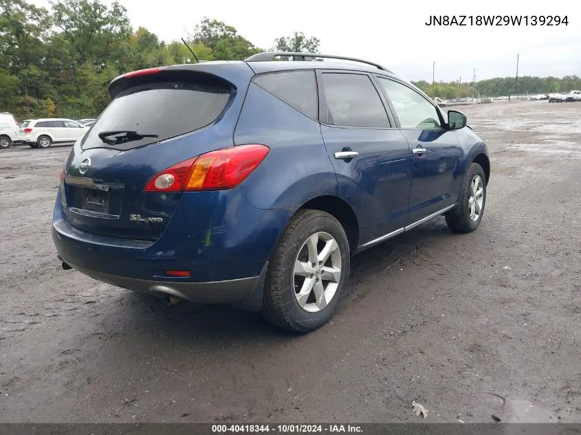 2009 Nissan Murano Sl VIN: JN8AZ18W29W139294 Lot: 40418344