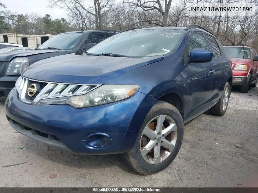 2009 Nissan Murano S VIN: JN8AZ18W09W201890 Lot: 40423858