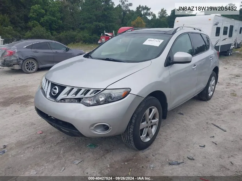 2009 Nissan Murano Sl VIN: JN8AZ18W19W205432 Lot: 40427524