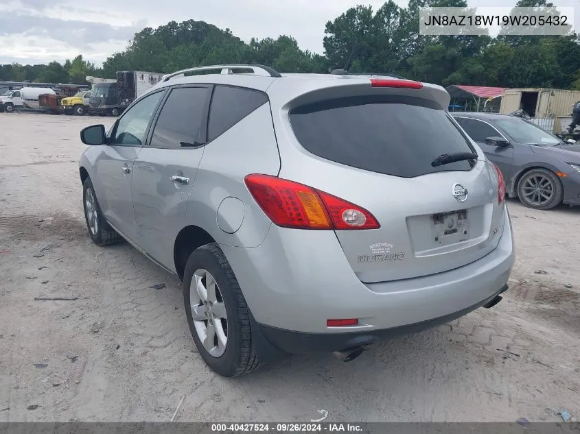 2009 Nissan Murano Sl VIN: JN8AZ18W19W205432 Lot: 40427524