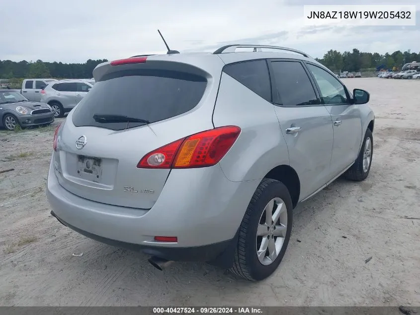 2009 Nissan Murano Sl VIN: JN8AZ18W19W205432 Lot: 40427524