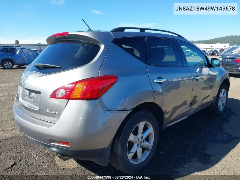 2009 Nissan Murano S VIN: JN8AZ18W49W149678 Lot: 40447598