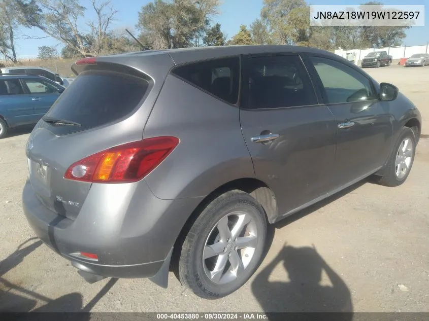 2009 Nissan Murano Sl VIN: JN8AZ18W19W122597 Lot: 40453880