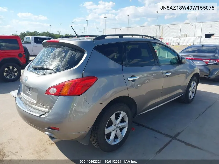 2009 Nissan Murano Sl VIN: JN8AZ18W49W155075 Lot: 40462321