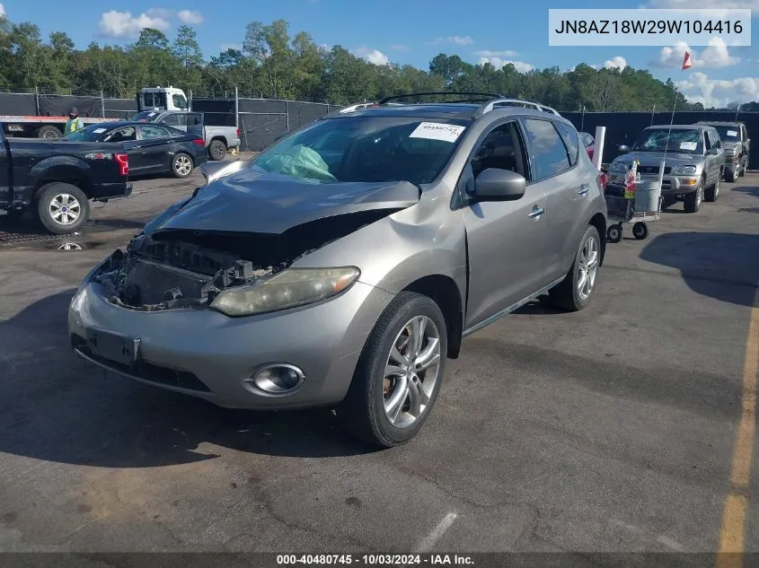 2009 Nissan Murano Le VIN: JN8AZ18W29W104416 Lot: 40480745